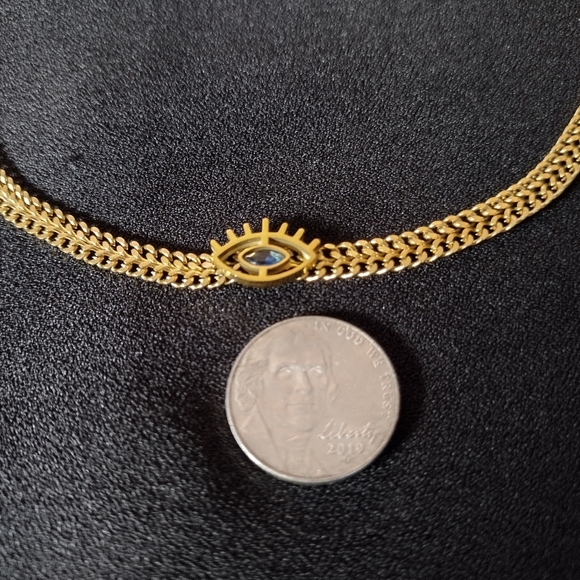Gold Evil Eye Choker Necklace - Picture 4 of 11